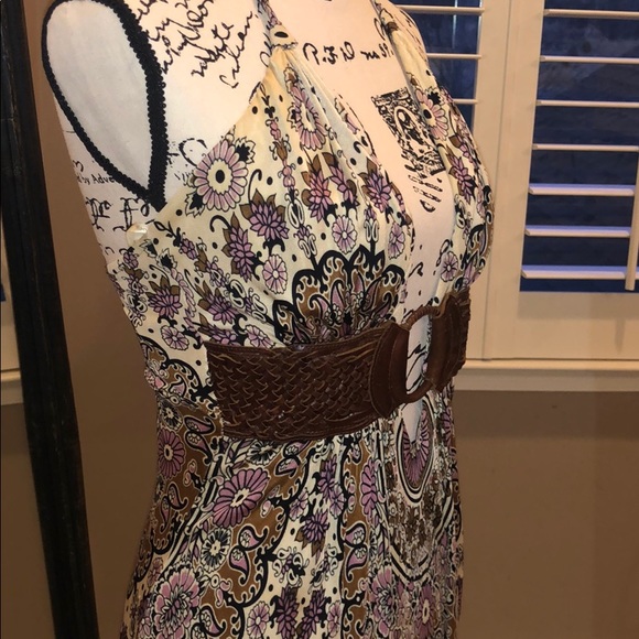 Sky Maxi Dress with Deep-V/Braided Leather Belt - Picture 4 of 5